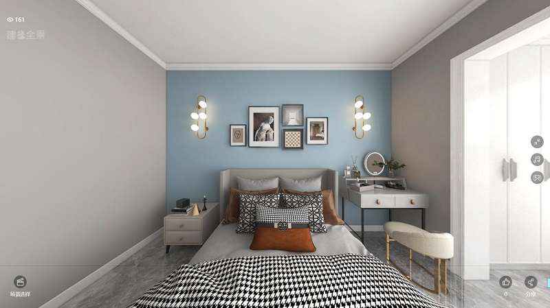 龍湖九里晴川-現(xiàn)代簡約-臥室設計效果圖